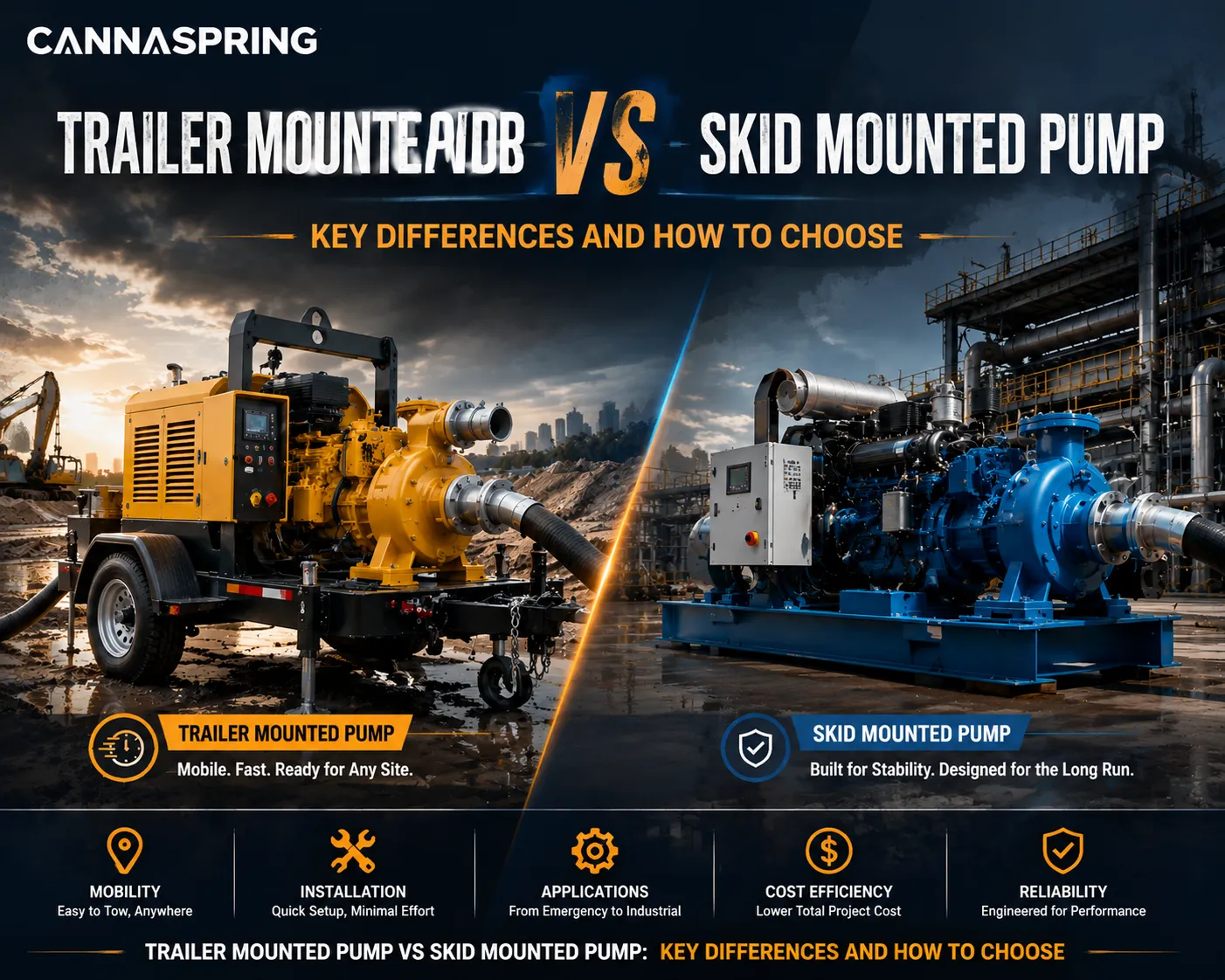 Trailer Mounted Pump vs Skid Mounted Pump